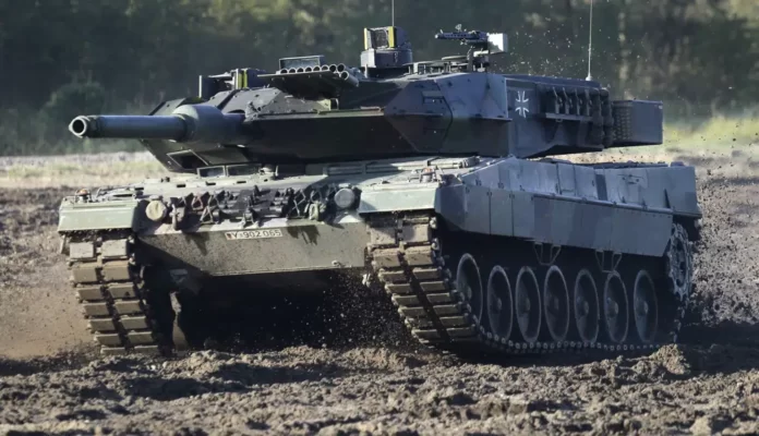 FILE - A Leopard 2 tank is pictured during a demonstration event held for the media by the German Bundeswehr in Munster near Hannover, Germany, Wednesday, Sept. 28, 2011.