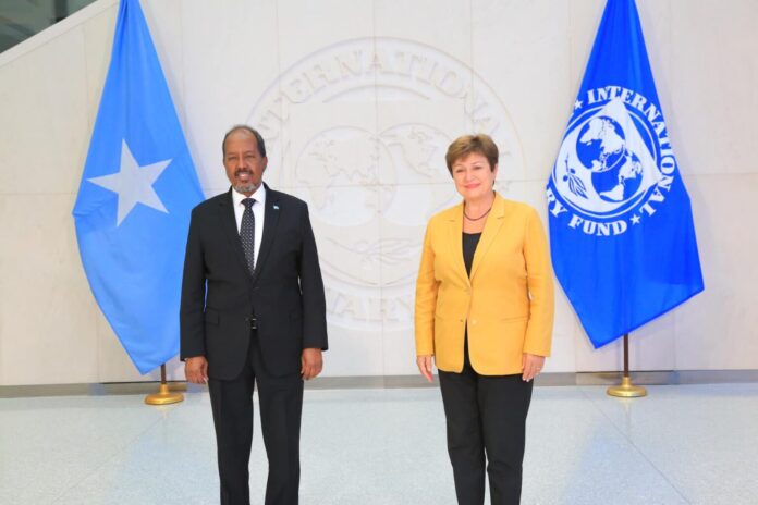 President Hassan Sheikh Mohamud meets Head of IMF Kristalina Georgieva in September 2022.