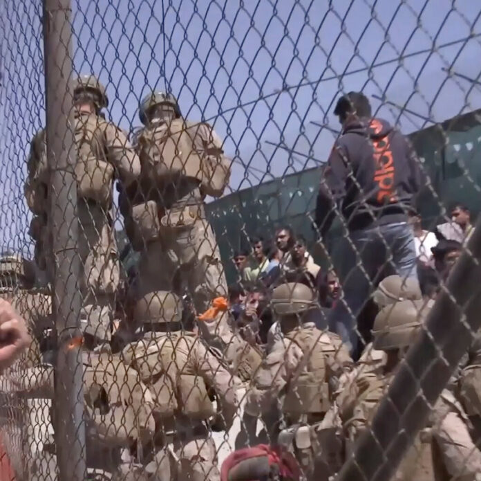 U.S. Marines at the international airport in Kabul, Afghanistan, in 2021.Department of Defense via AP