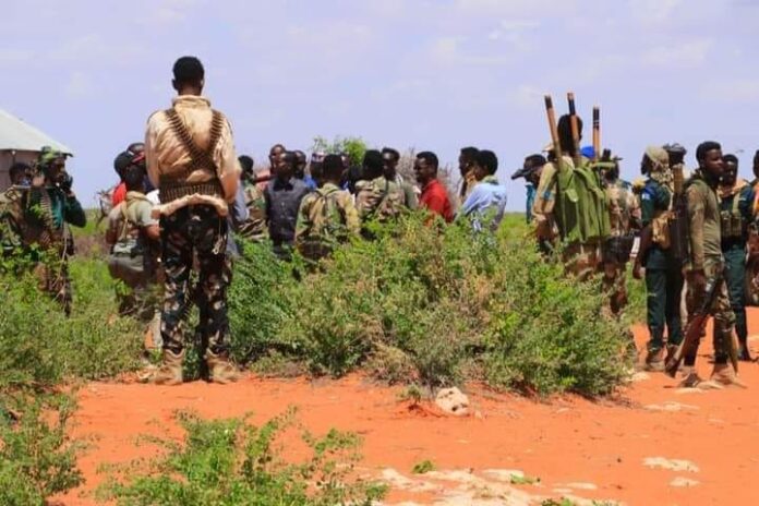 Clan militia re-grouping in Galgadud region of Galmudug State, Somalia.