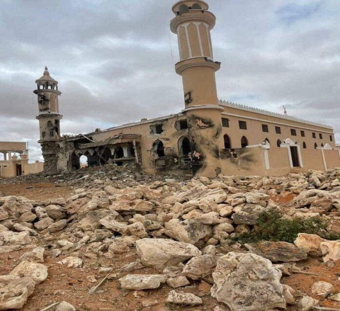 Daaru-Nicma mosque destroyed by al-Shabaab on Friday.