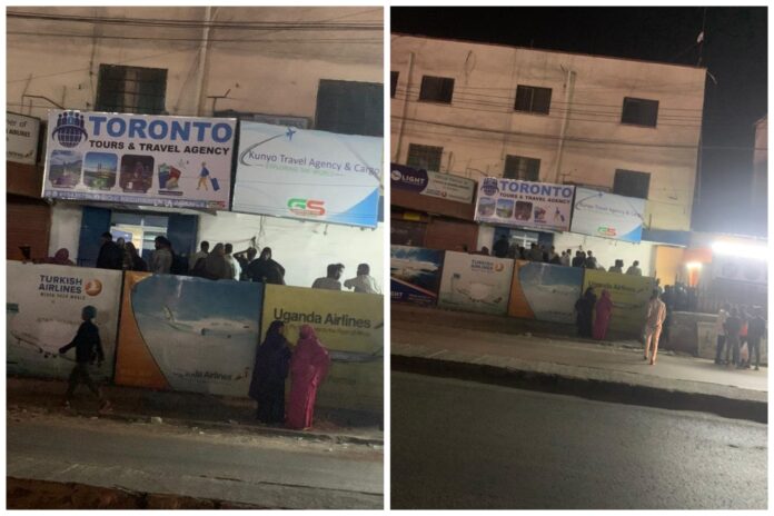 Victims storm Toronto Tours and Travel Agency premises in Mogadishu's KM4 on Saturday night 8 July 2023.