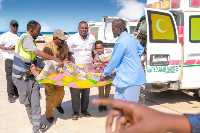 The injured soldiers were flown out of Bossaso airport on Thursday afternoon.