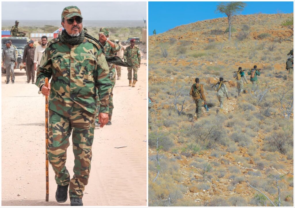 While Puntland forces (right side photo) advance deep into the mountains of the Bari region to eradicate ISIS militants, Somali President Hassan Sheikh (left side) is reportedly working tirelessly to undermine the counter-ISIS operation in Puntland.