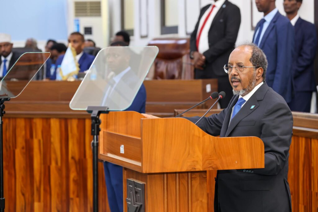 In his speech, President Hassan Sheikh Mohamud shifted focus to his administration’s push for a one-person, one-vote election, despite widespread opposition.