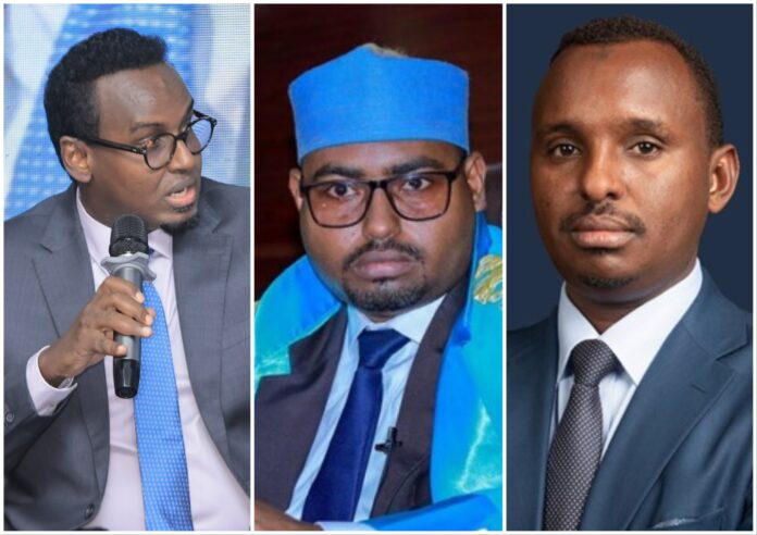 The network of corruption and abuse: Attorney General Sulayman Mohamoud (left), Banadir Regional Court Judge Salah Ali Mohamud (center), and Auditor General Ahmed Isse Gutale are expected to be fired amid an ongoing power struggle over extortion proceeds.