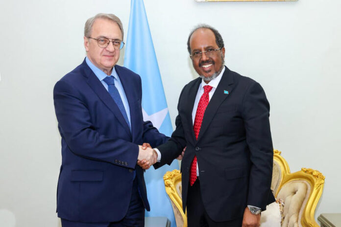 Russia’s Deputy Foreign Minister Mikhail Bogdanov shakes hands with Somalia’s President Hassan Sheikh Mohamud, marking a new chapter in diplomatic ties between Moscow and Mogadishu. ©provided by Business Insider Africa © Business Insider Africa