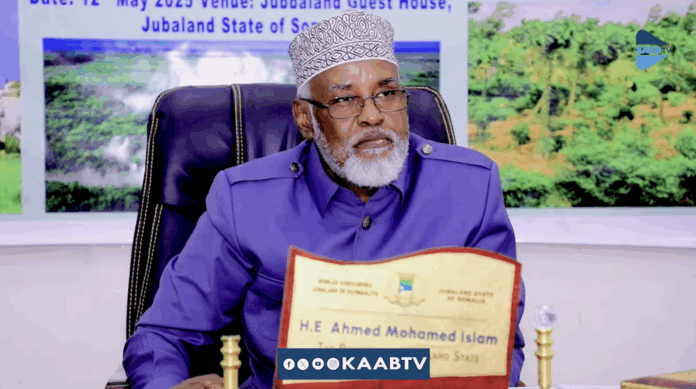 Jubaland President Ahmed Mohamed Islam (Madobe). | PHOTO/Kaab TV.