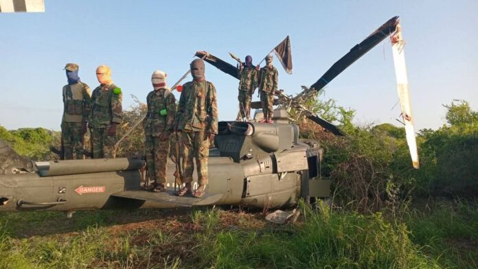 AU helicopter crushed in Al-Shabaab territory.