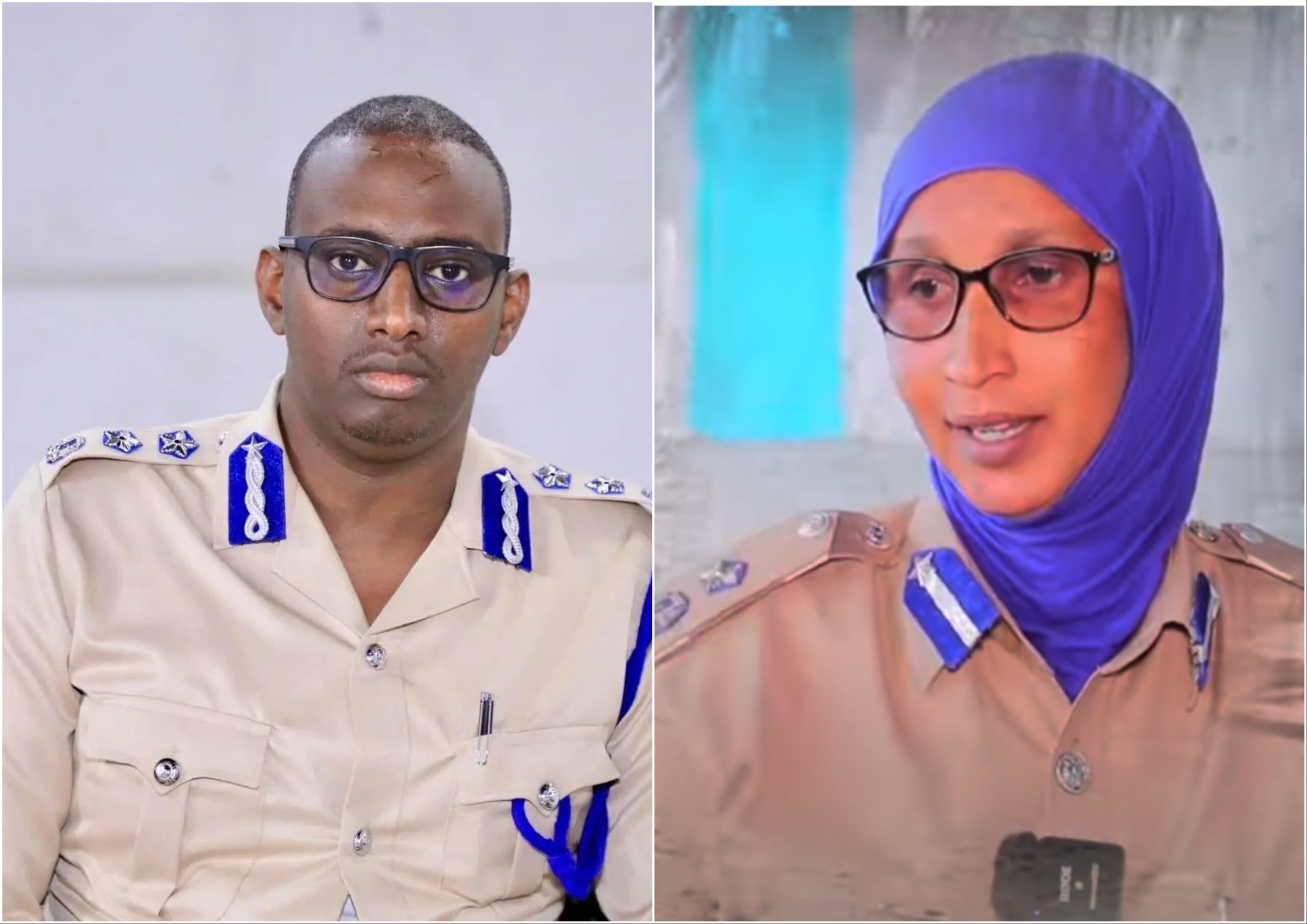 (left) Mahdi Omar Muumin (also known as Moalim Mahdi), the Banadir Regional Police Commissioner, is a former Al-Shabaab operative, and (on the right) Ms. Rahmo Sandheer, Commander of the Xamar Jajab Police Station. (left) Mahdi Omar Muumin (also known as Moalim Mahdi), the Banadir Regional Police Commissioner, is a former Al-Shabaab operative, and (on the right) Ms. Rahmo Sandheer, Commander of the Xamar Jajab Police Station.