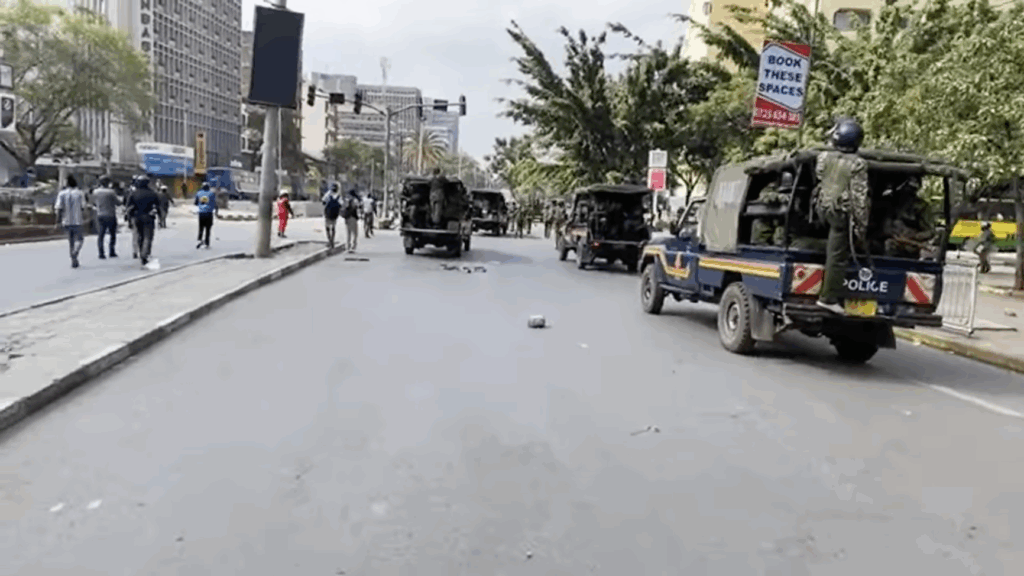 Police had earlier blocked major roads leading into Nairobi and they heavily restricted vehicle traffic within the city, leaving streets deserted but for the demonstrators who turned up on foot. Most schools and at least one shopping mall were shut in anticipation of possible trouble.