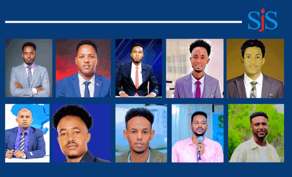 Above from top left to the right: Yasir Ahmed Abdillahi, Abdirisaq Qaasim, Sa'id Muse Farah (Qurbawi), Warsame Kaafi Abdirashid Aden, Mohamed Abdi Hassan (Onkod), Abdiqadir Mohamed Aw-Hassan, Yusuf Abdalle Yusuf, Abdiladif Sa'id Asayr, Mohamed Suute and Qayraan Aadan. | SJS/Combined.