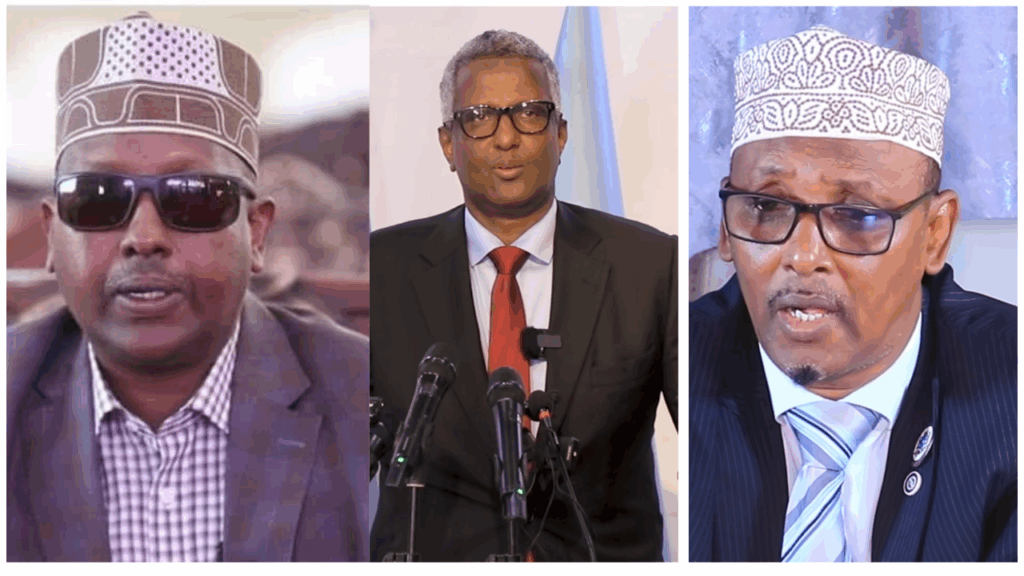 Ahmed Moalim Fiqi (left), Abdirahman Abdishakur (centre) and Dahir Jeesow (right).