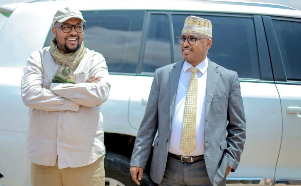 Abdukadir Ahmed Aw-Ali Firdhiye (left) and his running mate Jibril Yusuf won the North East election as president and deputy.