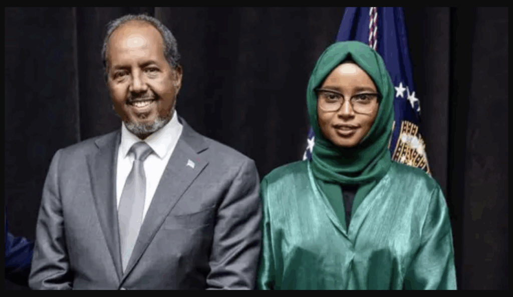 Among those listed are President Hassan Sheikh Mohamud, his daughter (pictured), and his son.