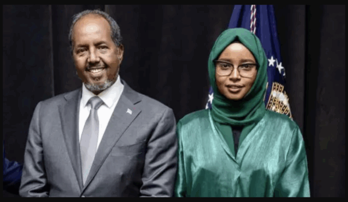 Among those listed are President Hassan Sheikh Mohamud, his daughter (pictured), and his son.