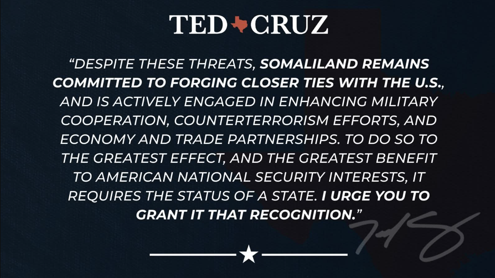 Senator Cruz proposes Somaliland recognition.