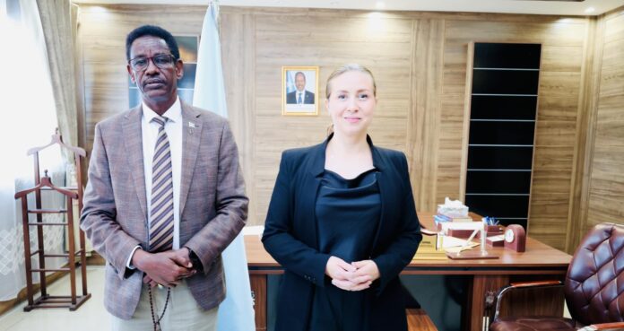 PHOTO FILE: Somalia Internal Security Minister, Abdullahi Ismail Fartaag met the Deputy Ambassador of Finland to Somalia, Nelli Mikkola in Mogadishu, October 2024.