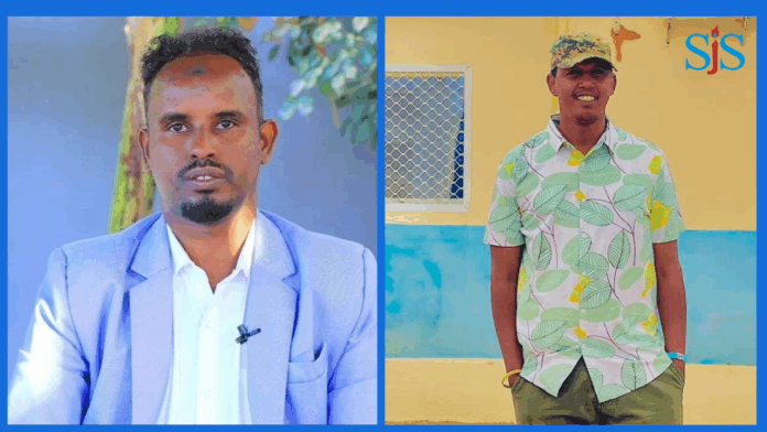 Daljir Media reporter Mohamed Muse Yusuf (known as Mohamed Koronto) on the left and Sharma’arke Abdi Mahdi, (on the right) who runs the Facebook news page, Khaatumo TV. | PHOTO/Combined/ SJS.