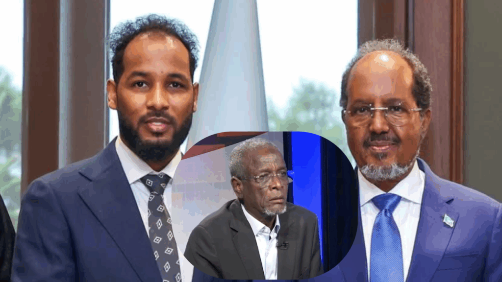 Minister of Youth Mohamed Abdukadir is pictured with Hassan Sheikh and below photo shows President of the SOC.