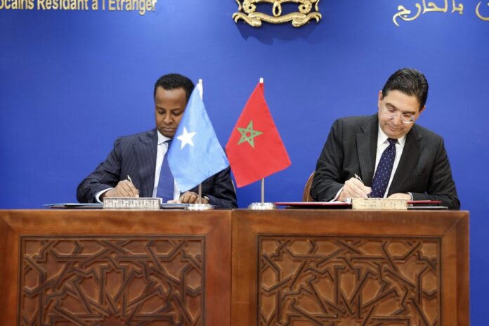 Somalia's Minister of Foreign Affairs and His Moroccan Counterpart Meet. | PHOTO KAAB TV.