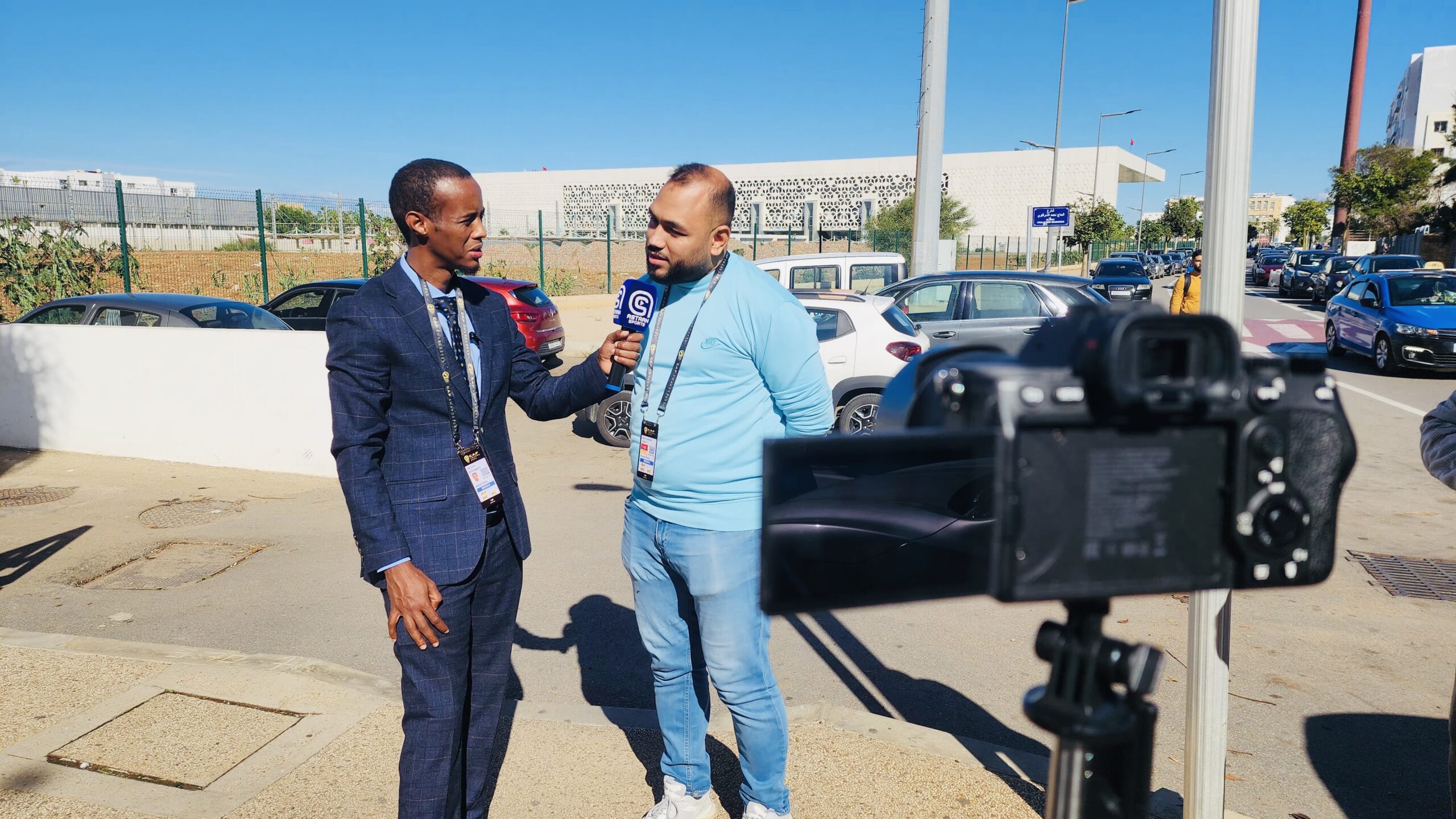 Somali sports journalist, Mohamed Abdi Muudey and Moroccon journalist Amini Mastari. | PHOTO/Mohamed Muudey.
