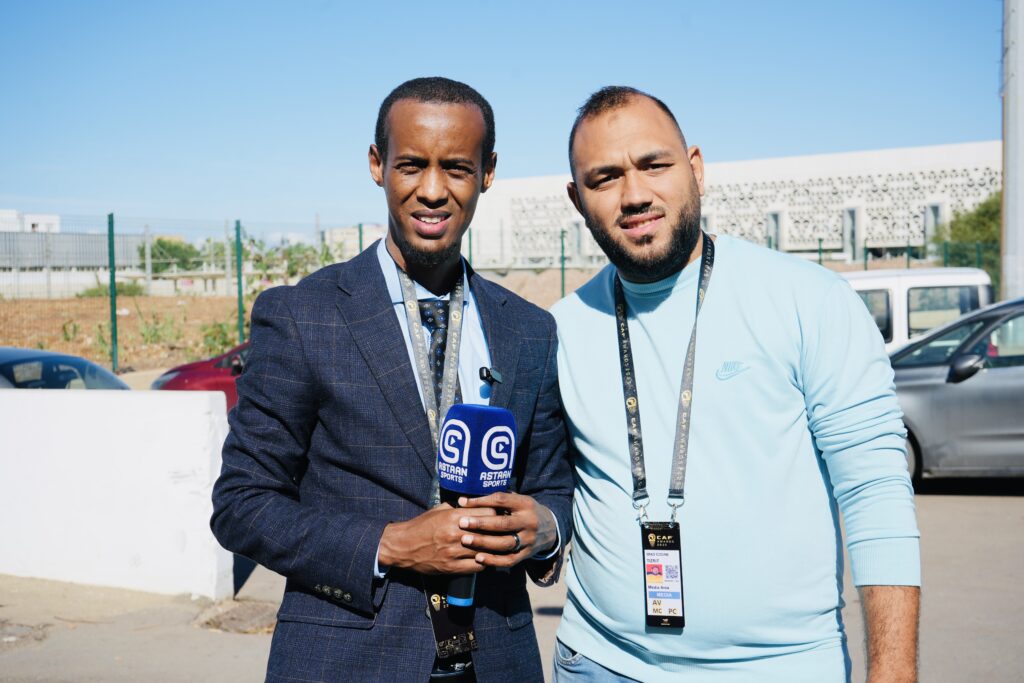 Somali sports journalist, Mohamed Abdi Muudey and Moroccon journalist Amini Mastari. | PHOTO/Mohamed Muudey.