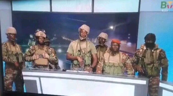 A group of soldiers appeared on Benin’s state television on Sunday to announce the dissolution of the government.