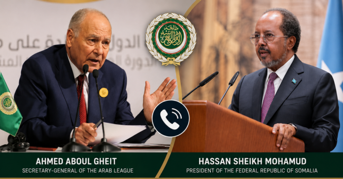 Hassan Sheikh Holds Talks with the Secretary-General of the Arab League