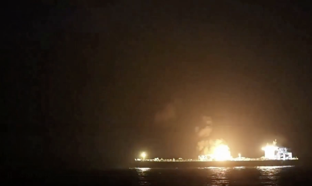 Houthis Set On Fire Saudi-Owned Oil Tanker
